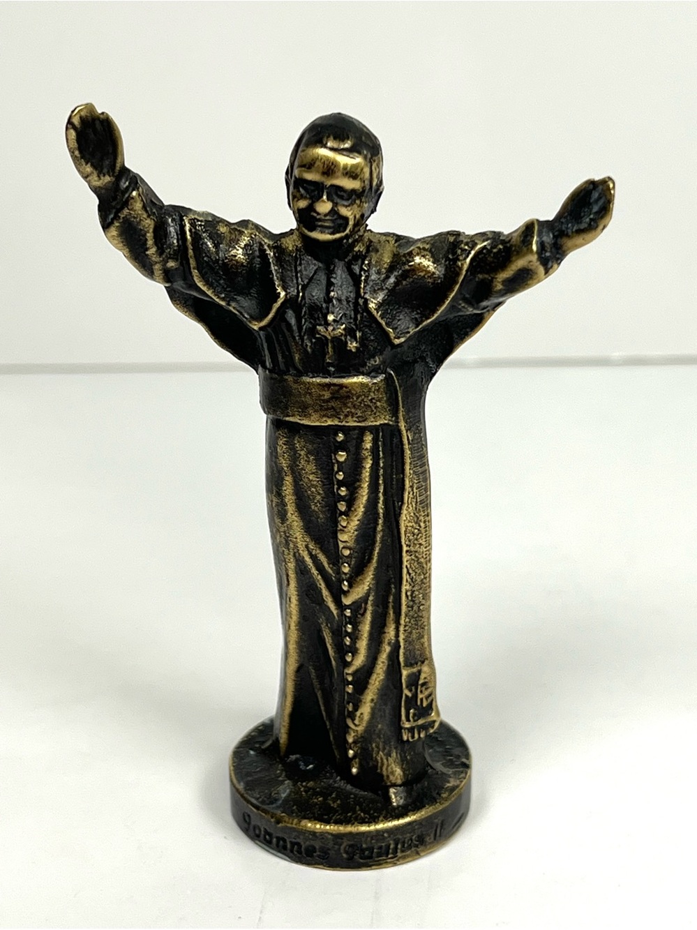 Cold Cast Bronze Open Arm Figurine Statuette Pope John Paul II Religion Catholic